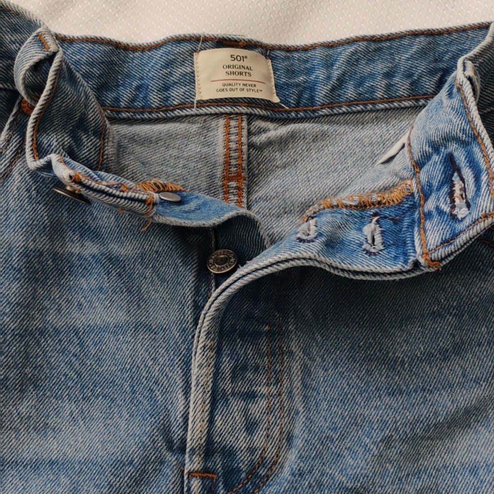 Levis 501 Original Shorts Distressed High-Rise Medium Wash Shorts Waist Size 30 - Picture 4 of 11